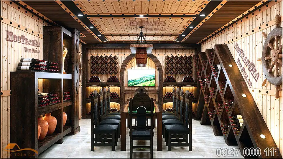 Thiết kế hầm rượu Hương Biển khách sạn Seashells phòng vip 5