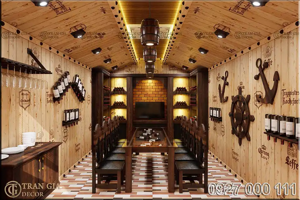 Thiết kế hầm rượu nhà hàng ẩm thực 3C phòng VIP 6