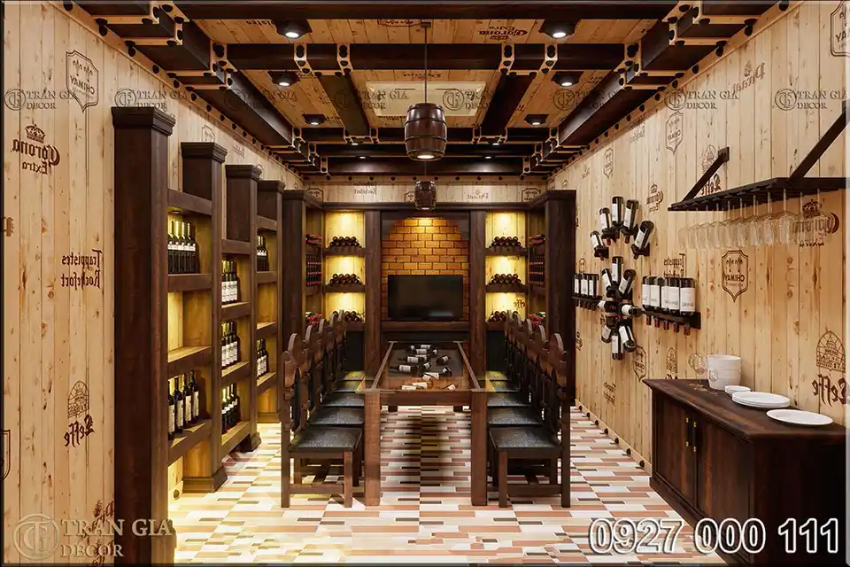Thiết kế hầm rượu nhà hàng ẩm thực 3C phòng VIP 7