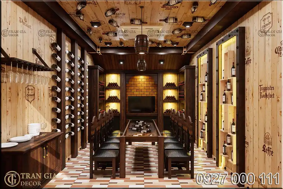 Thiết kế hầm rượu nhà hàng ẩm thực 3C phòng VIP 8