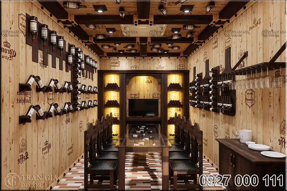 Thiết kế hầm rượu nhà hàng ẩm thực 3C phòng VIP 9