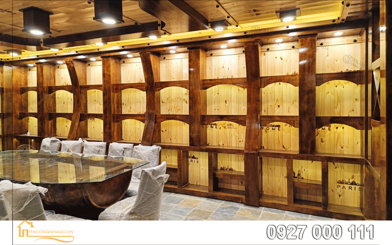 Thiết kế thi công phòng vip hầm rượu tại An Giang 3 Phòng vip hầm rượu tại An Giang 02
