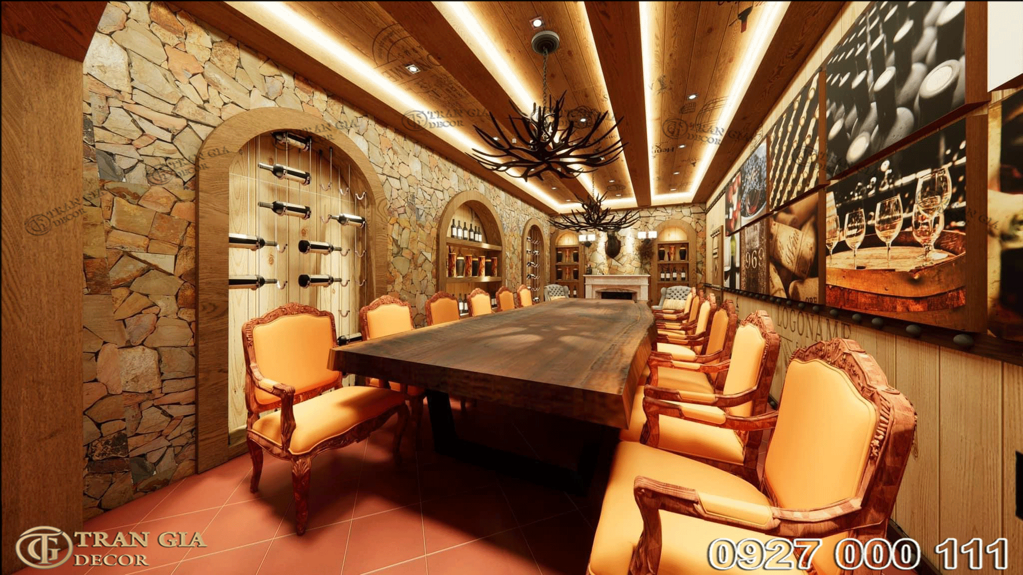 Thi công hầm rượu giá rẻ tại Tp.HCM 2 Phòng vip hầm rượu giá rẻ tại T.HCM 01