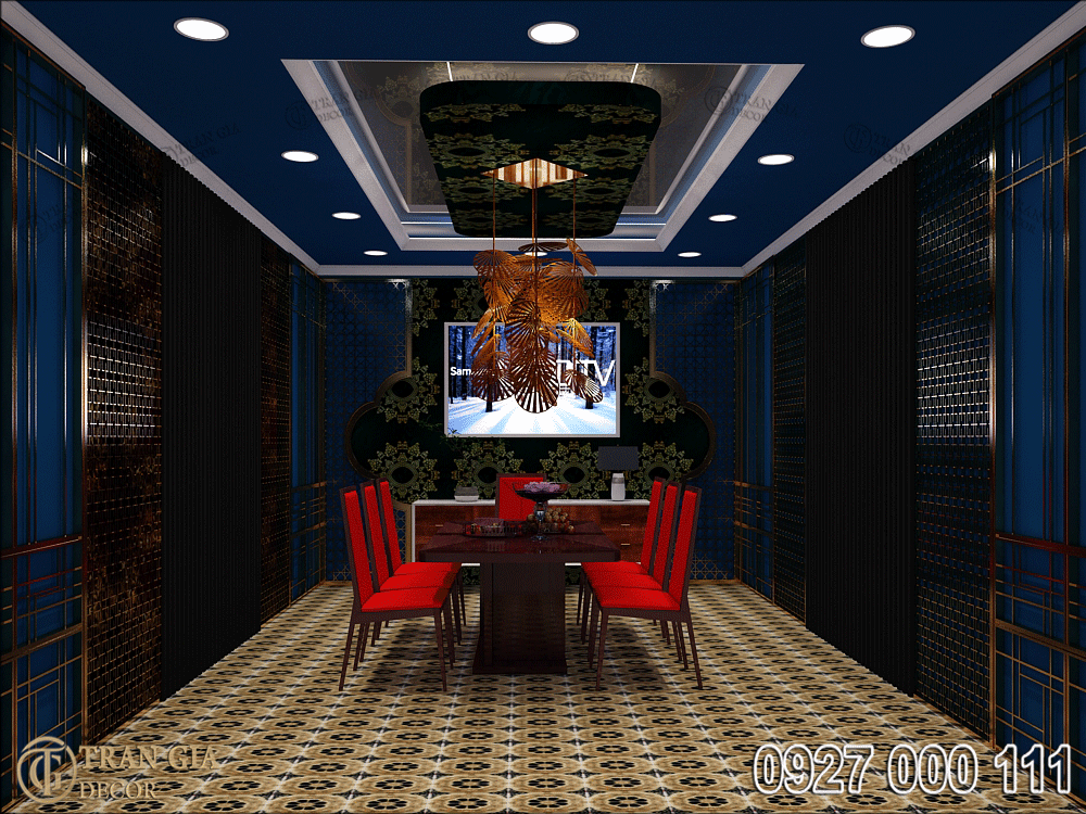 Thiết kế phòng vip hầm rượu phong cách Đông Dương 3