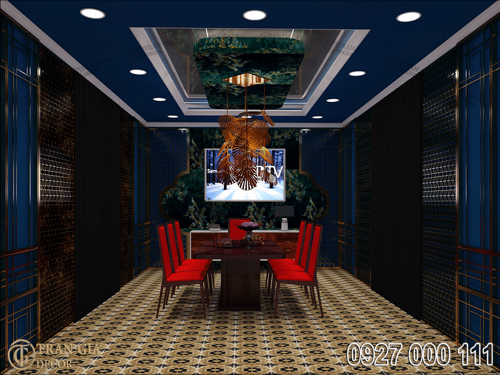 Thiết kế phòng vip hầm rượu phong cách Đông Dương 1