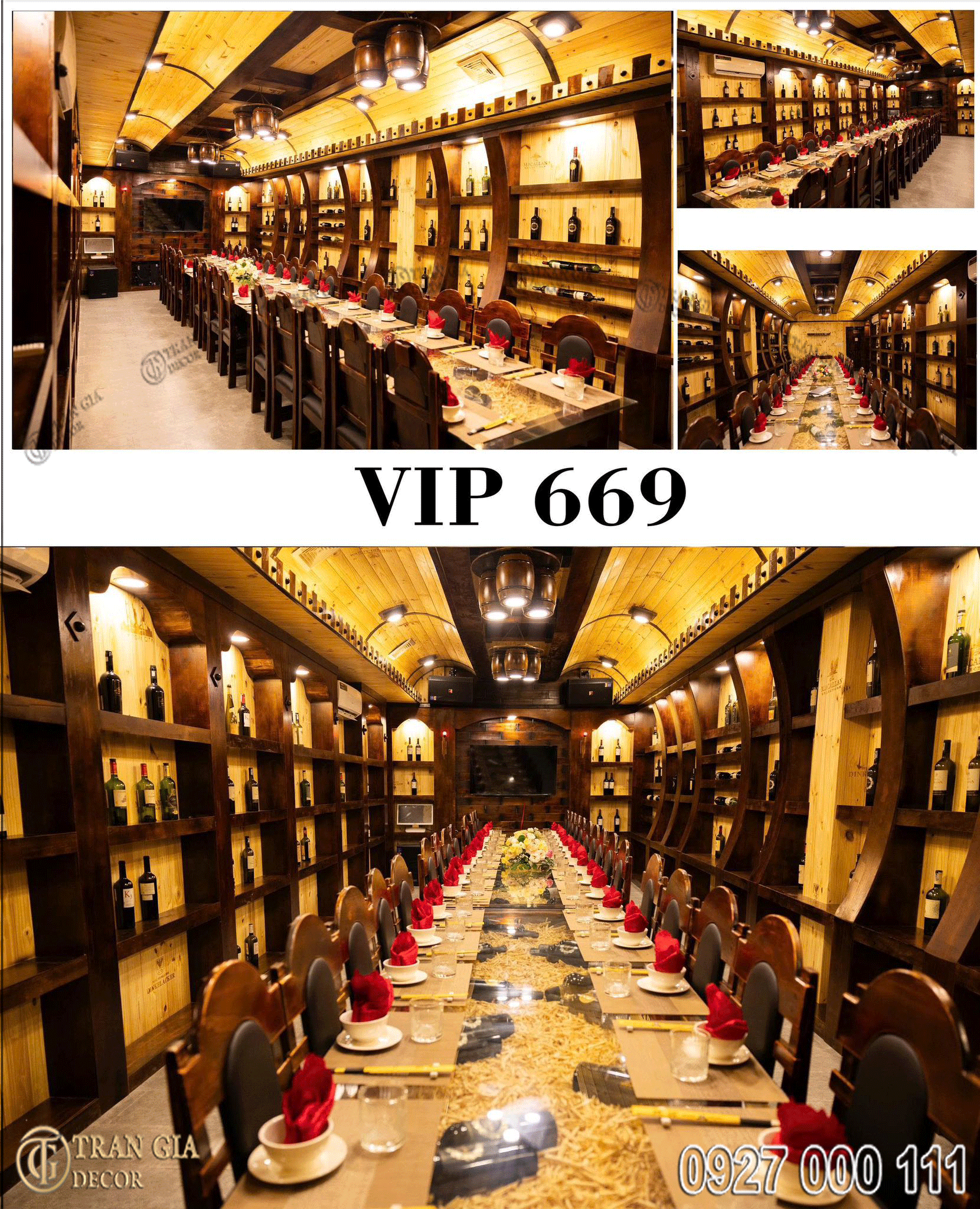 Thi công phòng vip hầm rượu nhà hàng Thằng Bờm 4