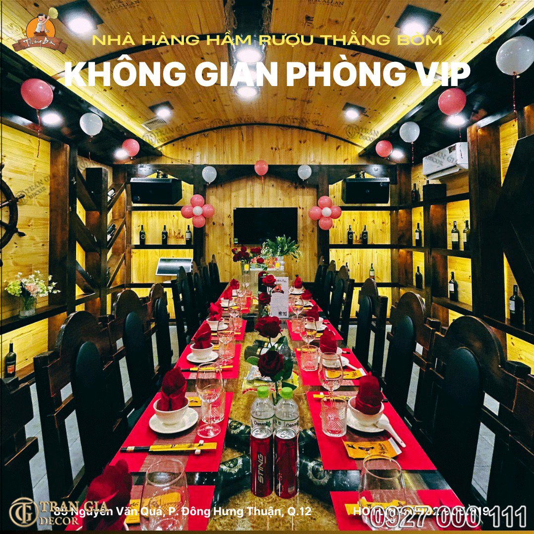 Thi công phòng vip hầm rượu nhà hàng Thằng Bờm 1