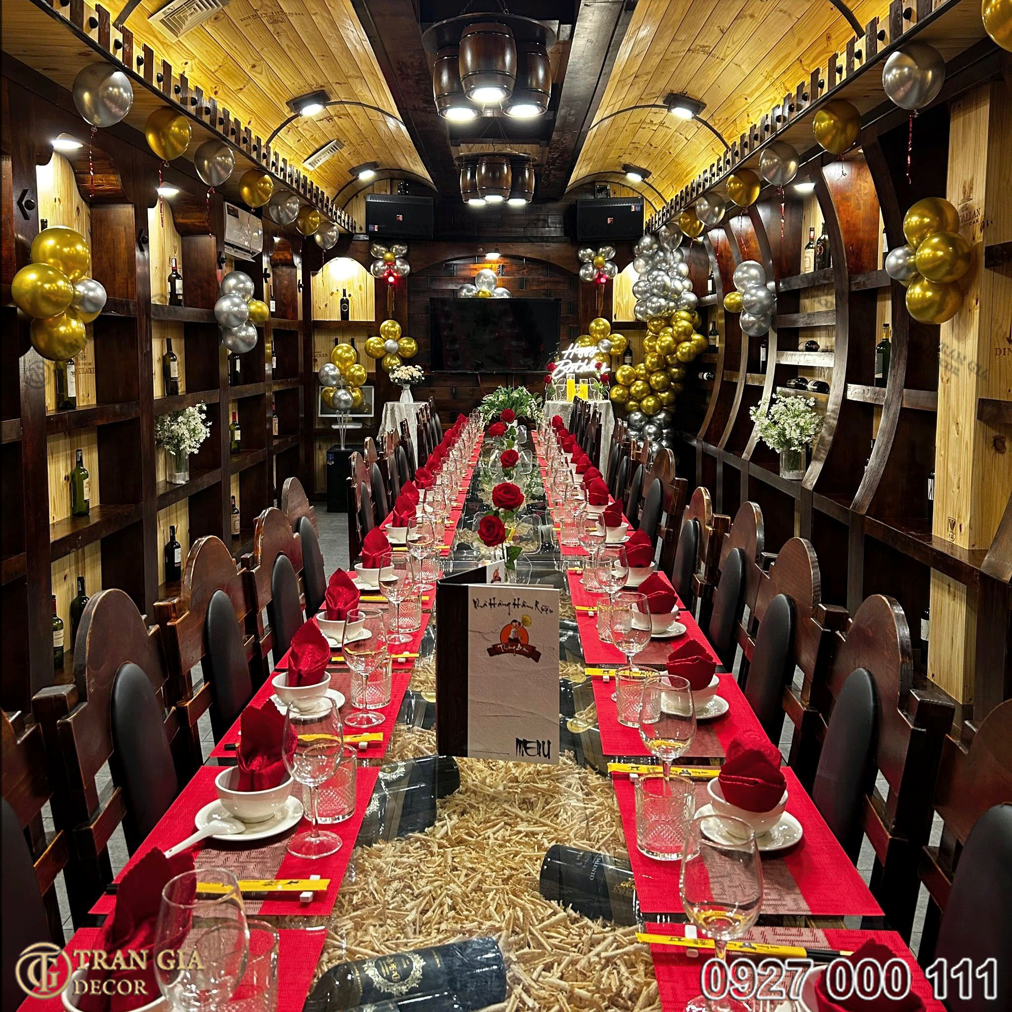 Thi công phòng vip hầm rượu nhà hàng Thằng Bờm 12