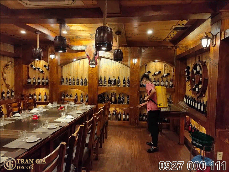 Thi công phòng vip hầm rượu nhà hàng Thằng Bờm 14