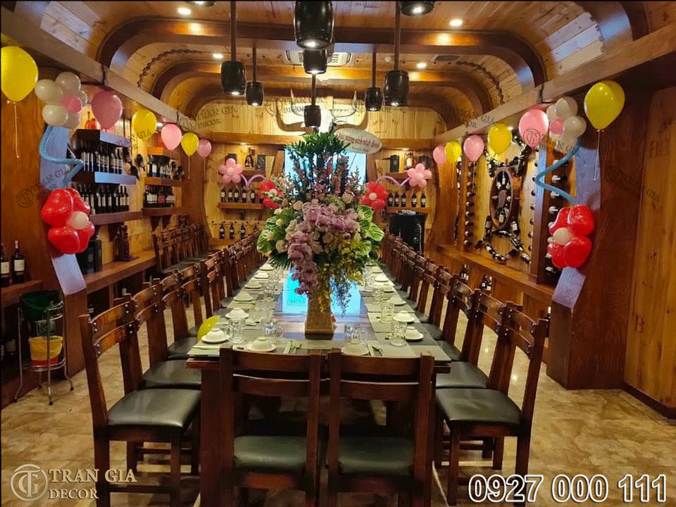 Thi công phòng vip hầm rượu nhà hàng Thằng Bờm 15