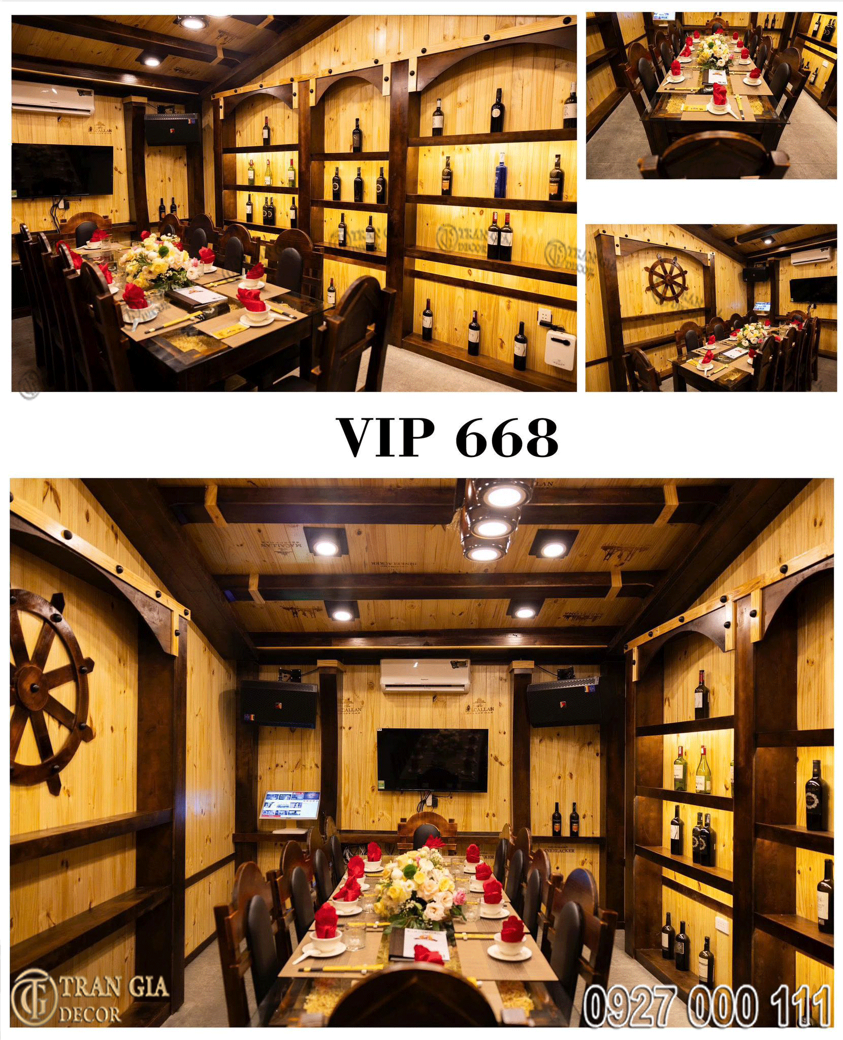 Thi công phòng vip hầm rượu nhà hàng Thằng Bờm 11
