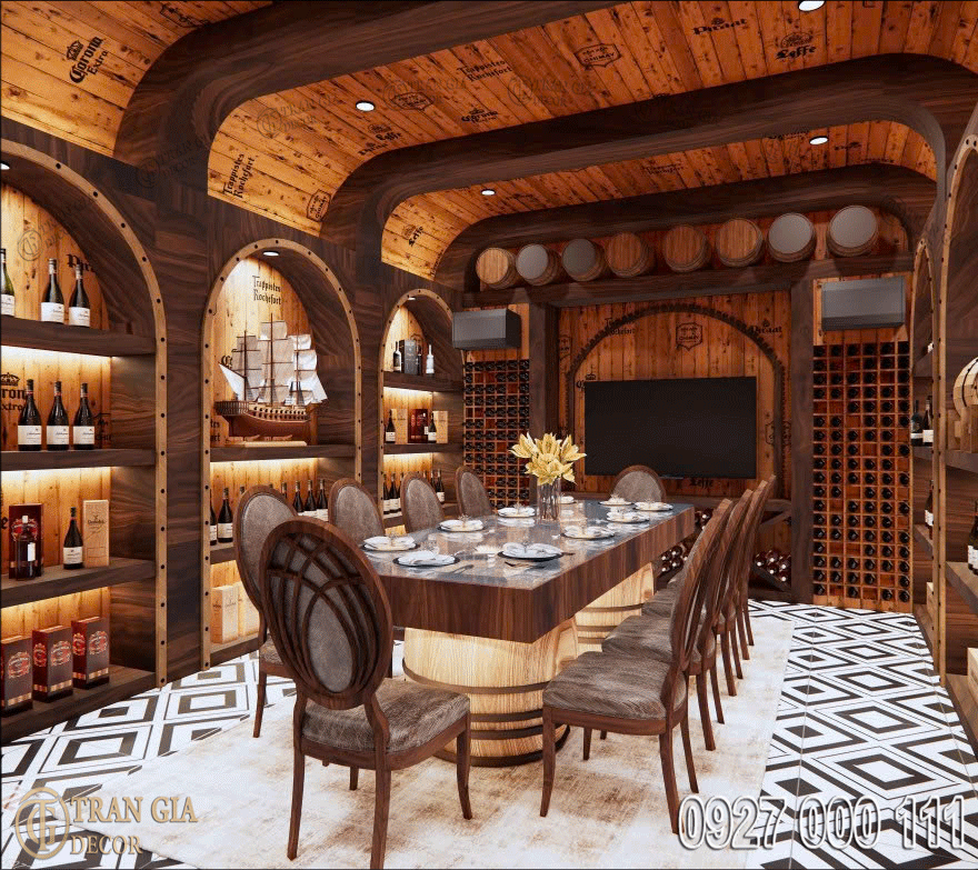 Phòng vip hầm rượu vang phong cách Châu Âu 01