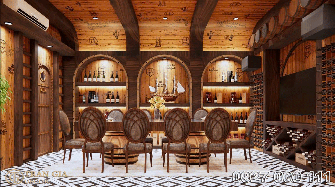 Phòng vip hầm rượu vang phong cách Châu Âu 02