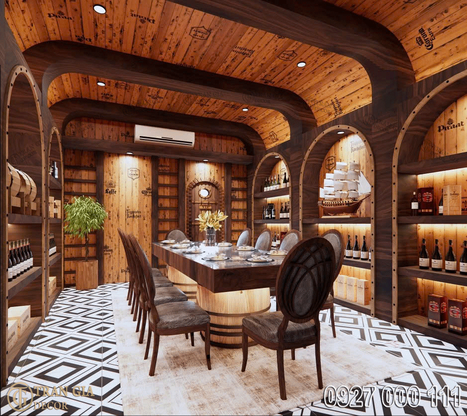 Phòng vip hầm rượu vang phong cách Châu Âu 06