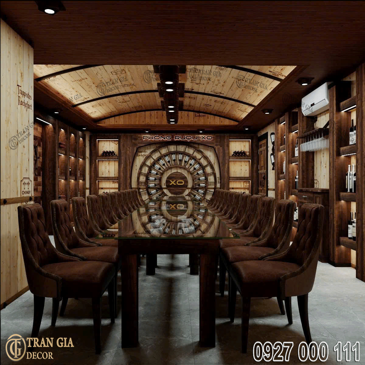 Thiết kế thi công phòng vip nhà hàng hầm rượu XO 18 Thiết kế phòng vip nhà hàng hầm rượu XO 01